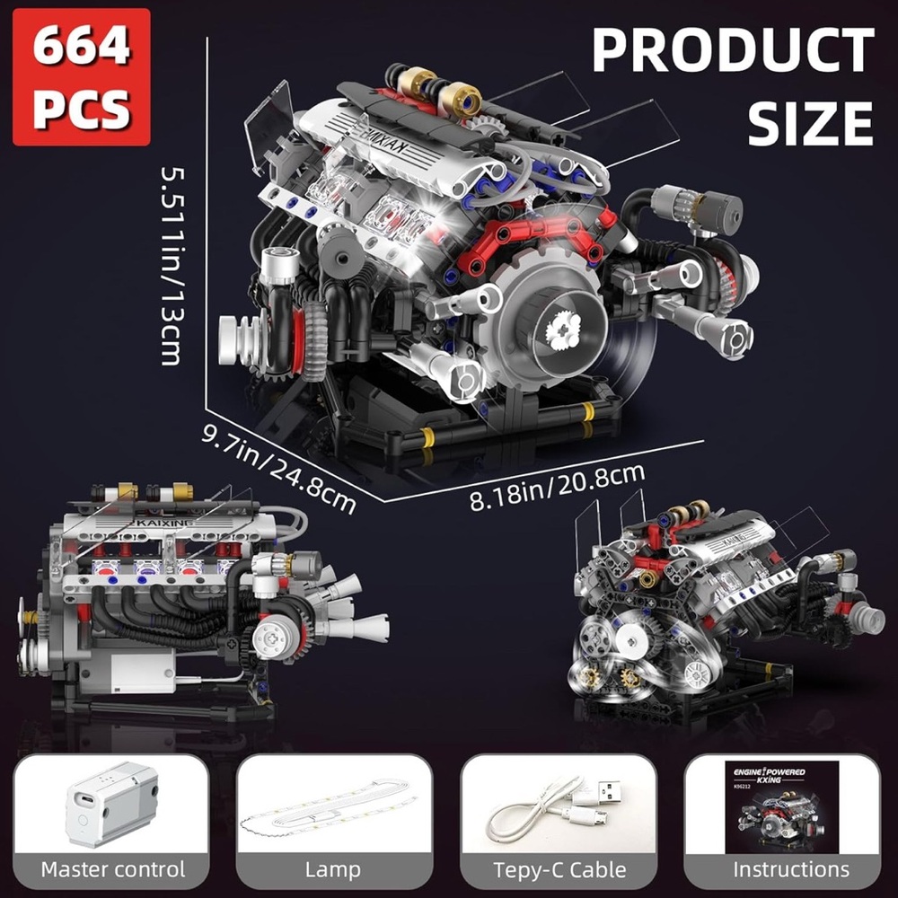 Engine Model Building Kit - Red, Black, Silver - Picture 4 of 6